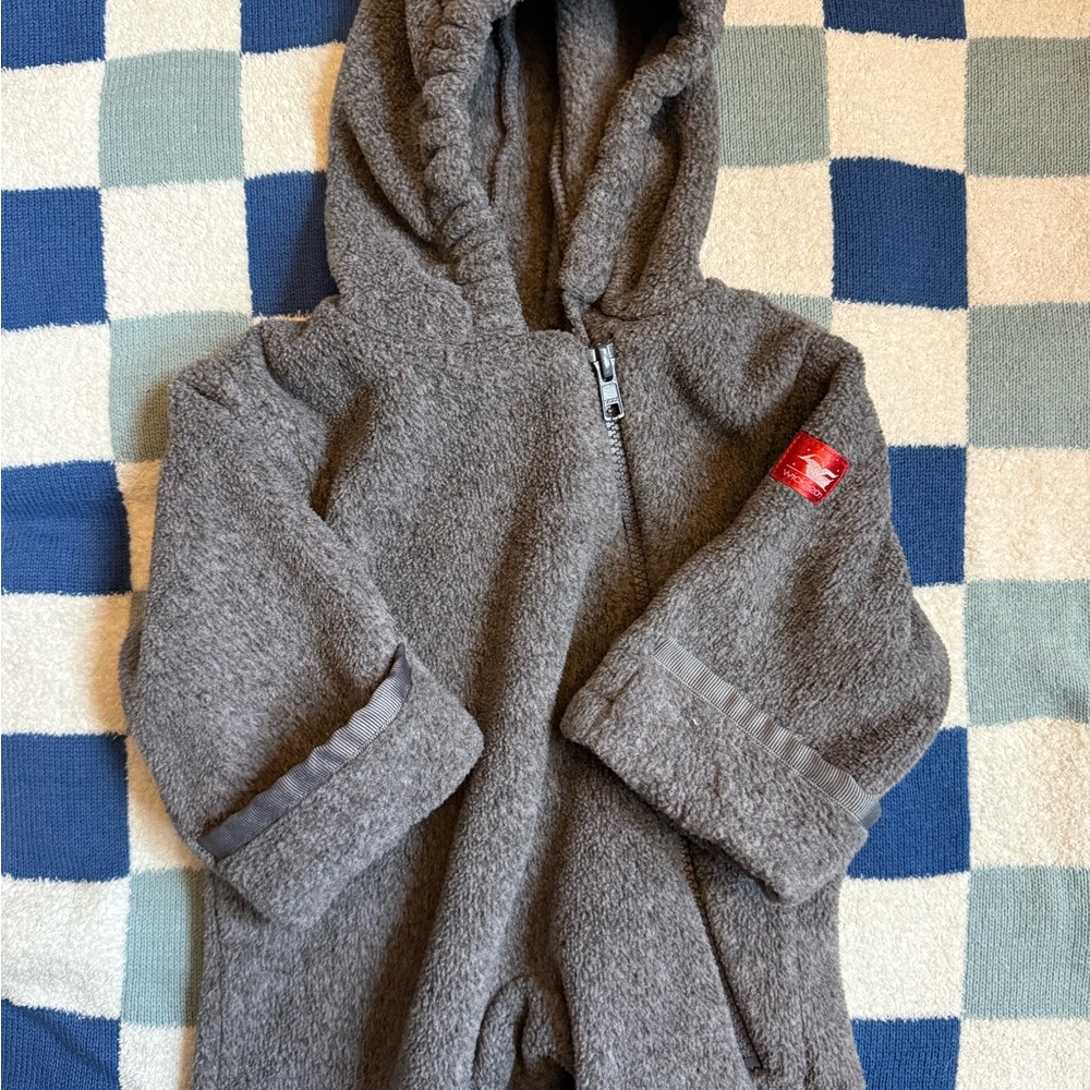 Widgeon Cozy Gray Hooded Fleece One-Piece Bunting